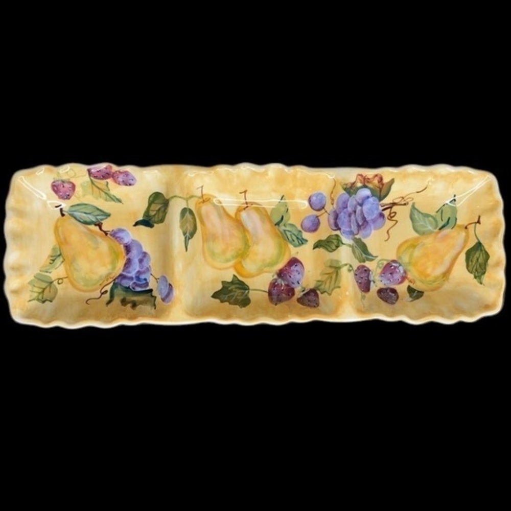 Zrike Company Hand Painted 3 Part 18” Platter in EUC